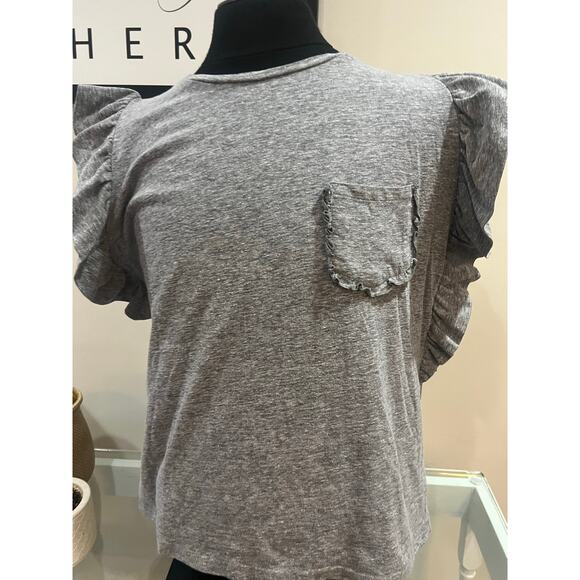 Grey Ruffle Sleeve Tank with Pocket - Picture 2 of 7